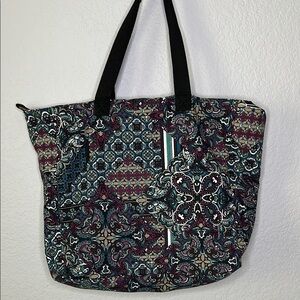 Soft Surroundings Teal Purple Fabric Tote Bag